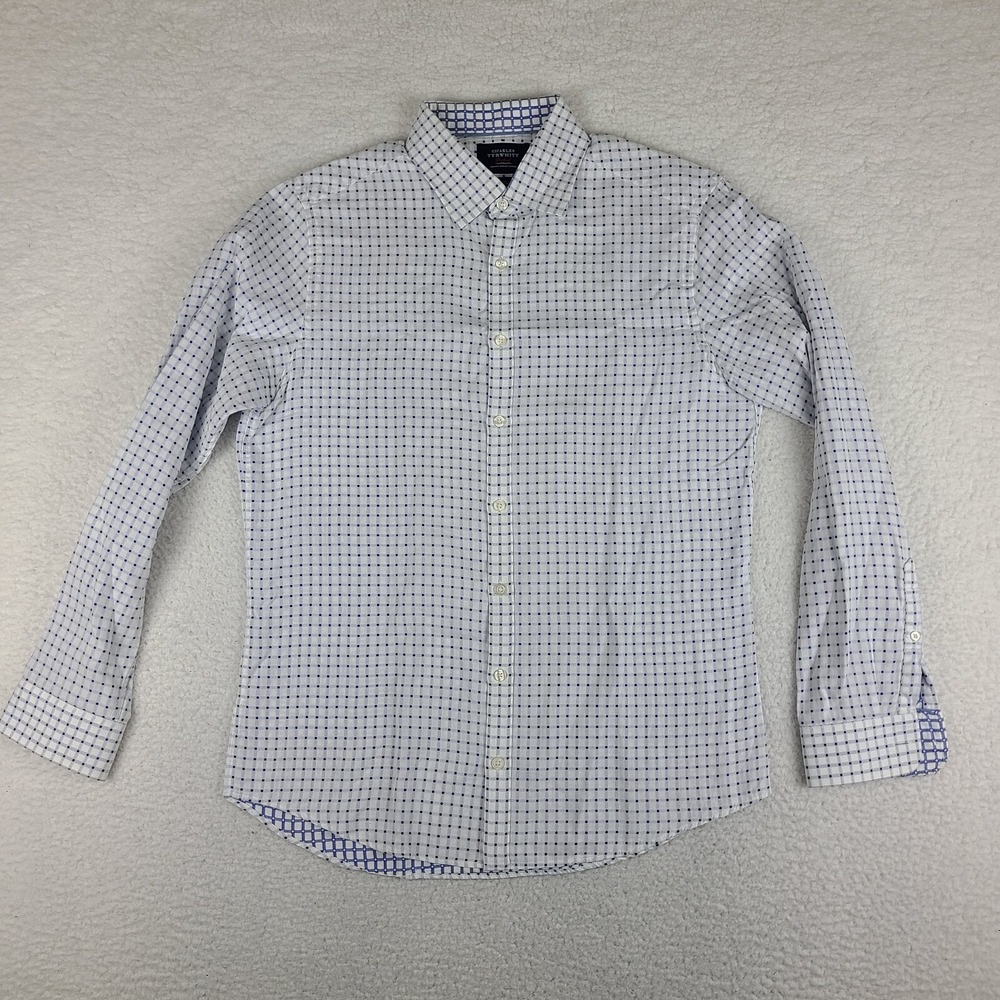 Charles Tyrwhitt Weekend Shirt Mens Medium Blue White Flannel Dress Button Up
